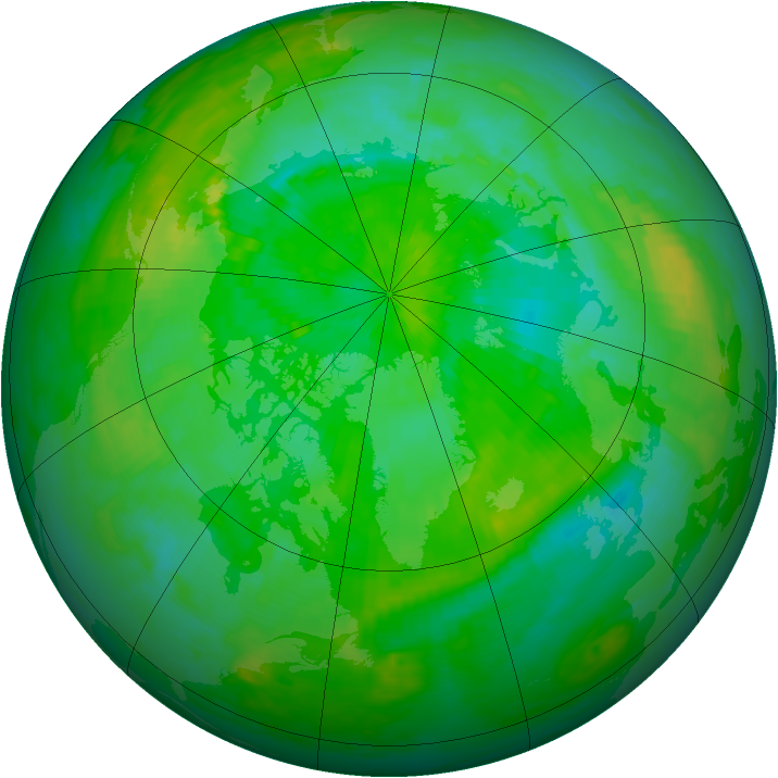 Arctic ozone map for 20 August 1980